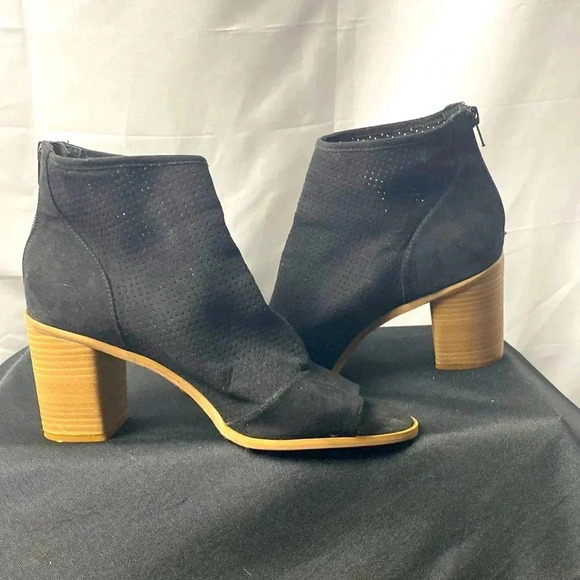 ABOUND WO SIZE 9 BLACK OPEN TOE ANKLE BOOTIE 3” HEEL GOOD CLEAN CONDITION - Picture 1 of 14